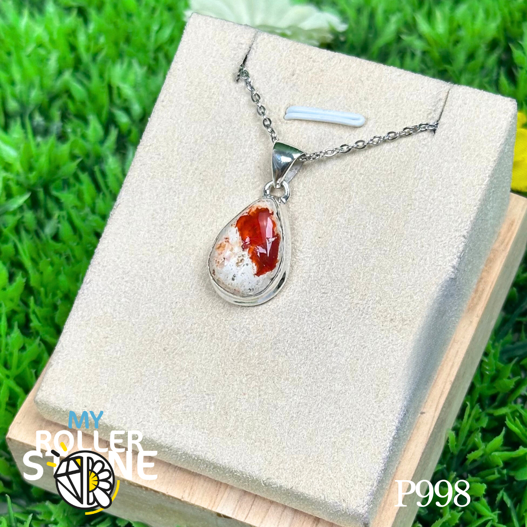 Pendentif Opale De Feu Argent #P998