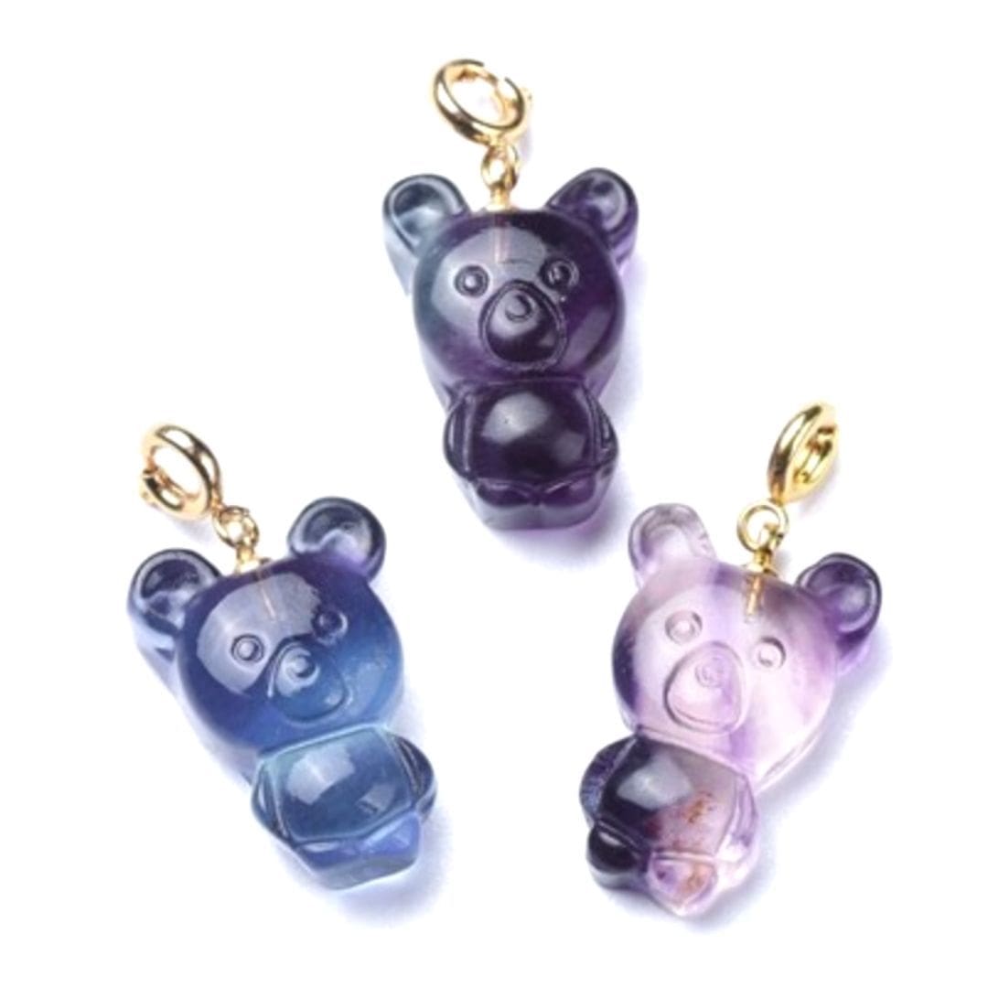Pendentif ourson fluorite Arc-en-ciel - Breloques et pendentifs