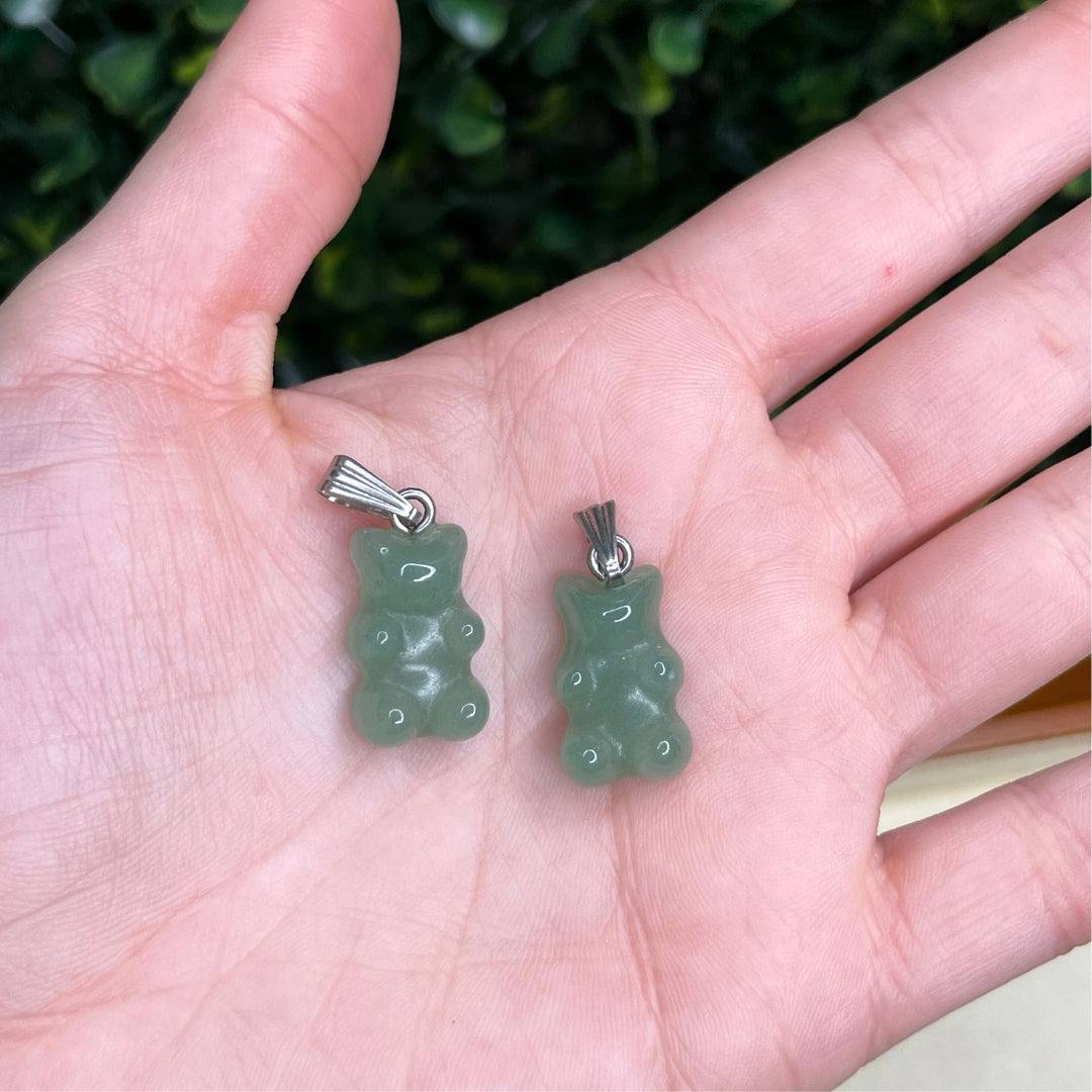 Pendentif Ourson Pierre Aventurine Verte