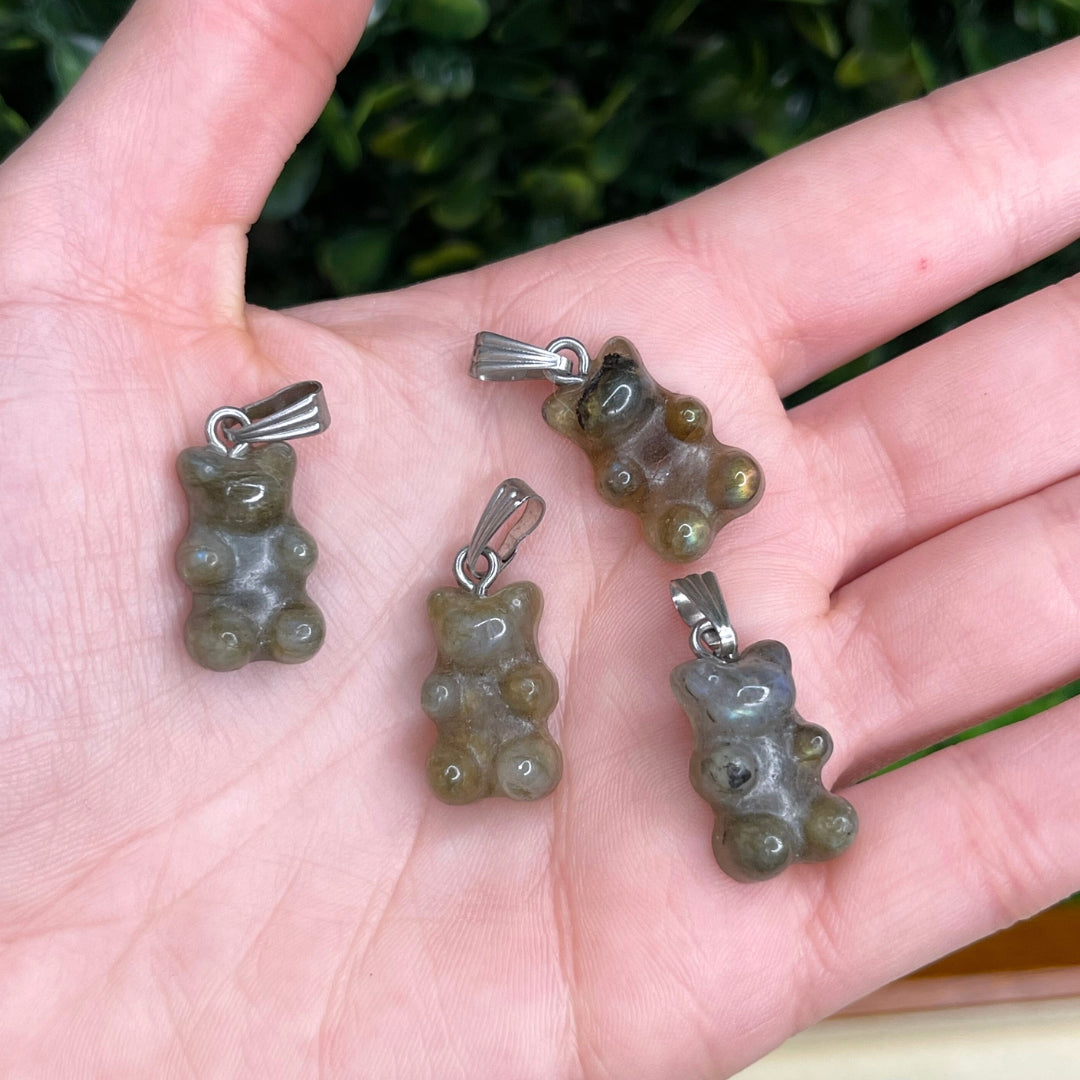 Pendentif Ourson Pierre Labradorite