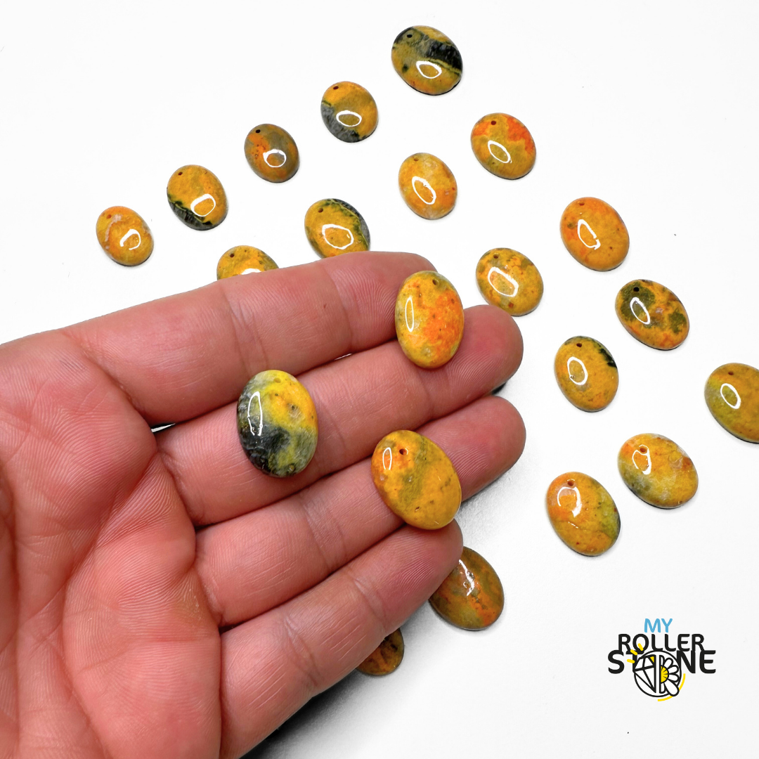 Pendentif Oval Jaspe Bumblebee - Perles