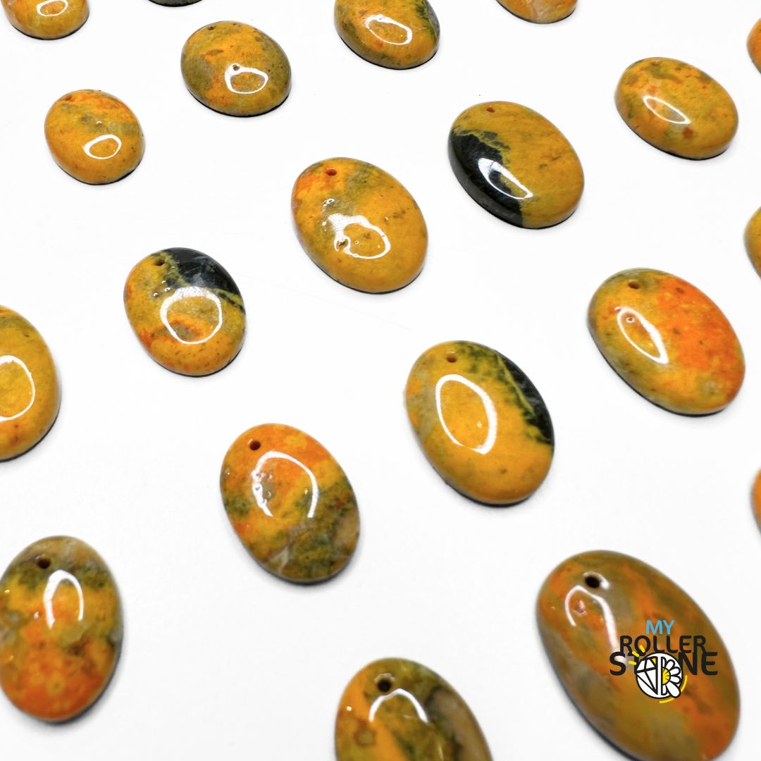 Pendentif Oval Jaspe Bumblebee - Perles