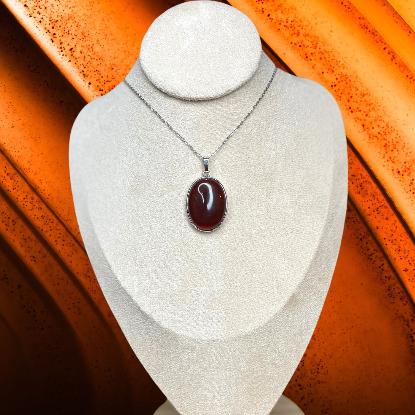 Pendentif Ovale Cornaline - Perles