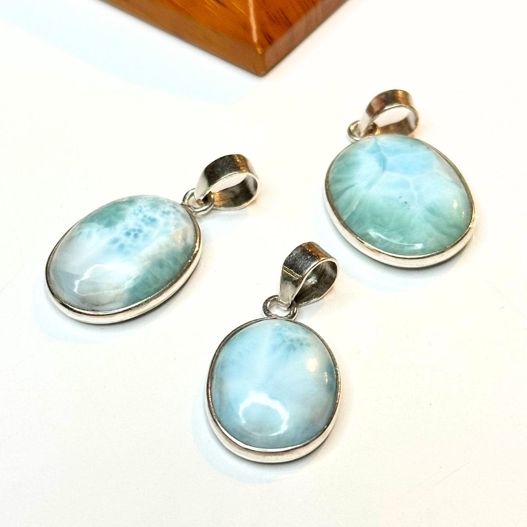 Pendentif Ovale Larimar argent 925