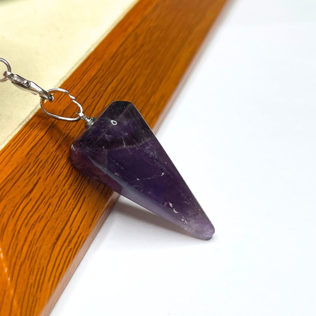 Pendentif pendule Cristal de roche/Aventurine/Améthyste - Améthyste / ARGENT - Breloques et pendentifs