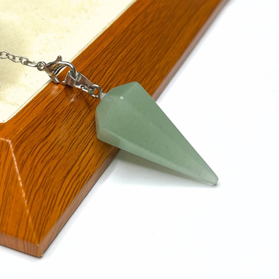 Pendentif pendule Cristal de roche/Aventurine/Améthyste - Aventurine Verte / ARGENT - Breloques et pendentifs