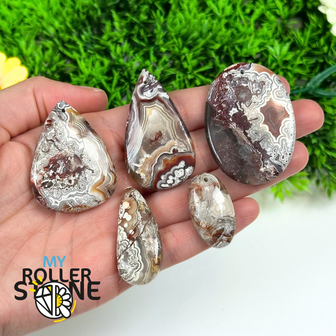 Pendentif Percé Agate Mexicaine 5A