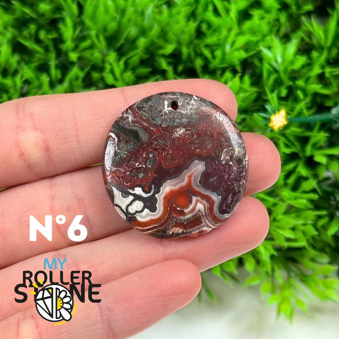 Pendentif Percé Agate Mexicaine 5A - 6 - Breloques et pendentifs