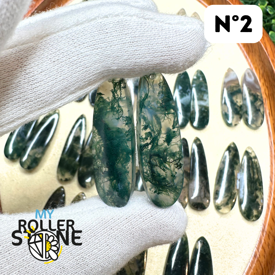 Pendentif Percé Agate Mousse Duo - Breloques et pendentifs