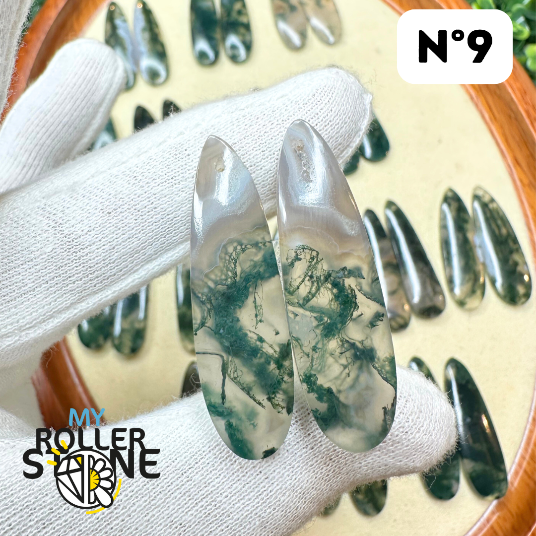 Pendentif Percé Agate Mousse Duo - Breloques et pendentifs