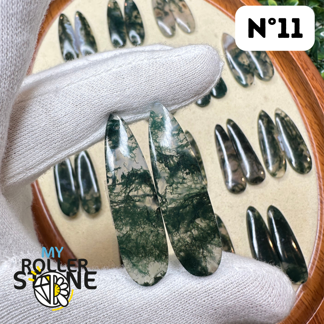 Pendentif Percé Agate Mousse Duo - Breloques et pendentifs