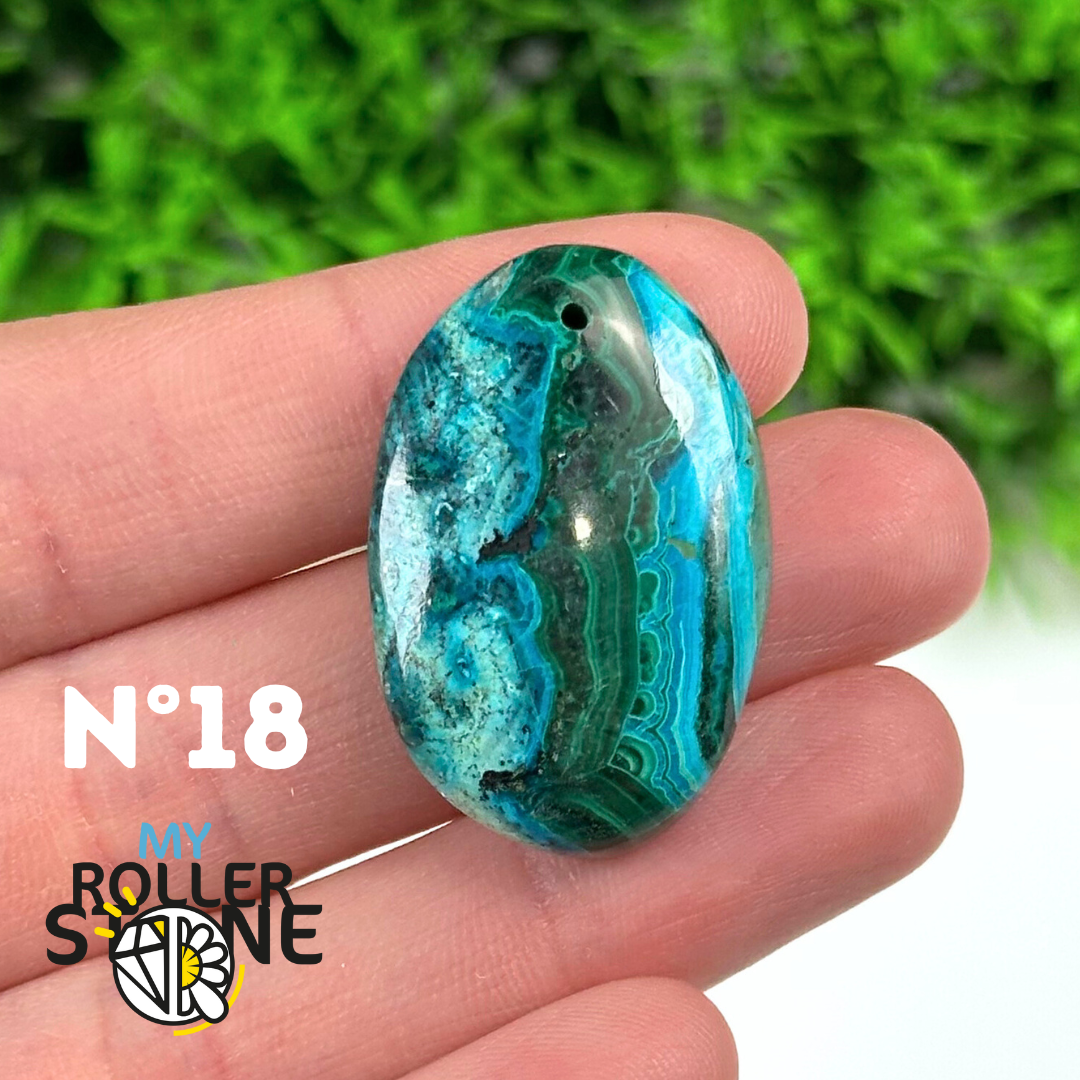 Pendentif Percé Malachite Chrysocolle 5A - 18 - Breloques et pendentifs