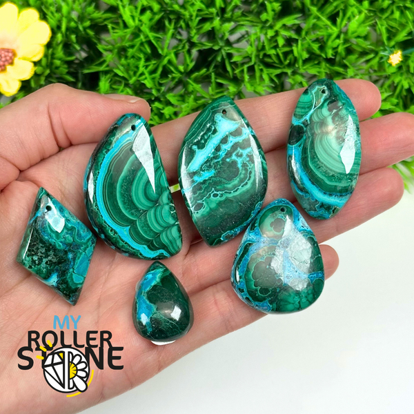 Pendentif Percé Malachite Chrysocolle 5A