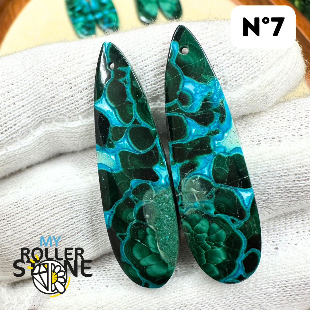 Pendentif Percé Malachite Chrysocolle Duo - Breloques et pendentifs