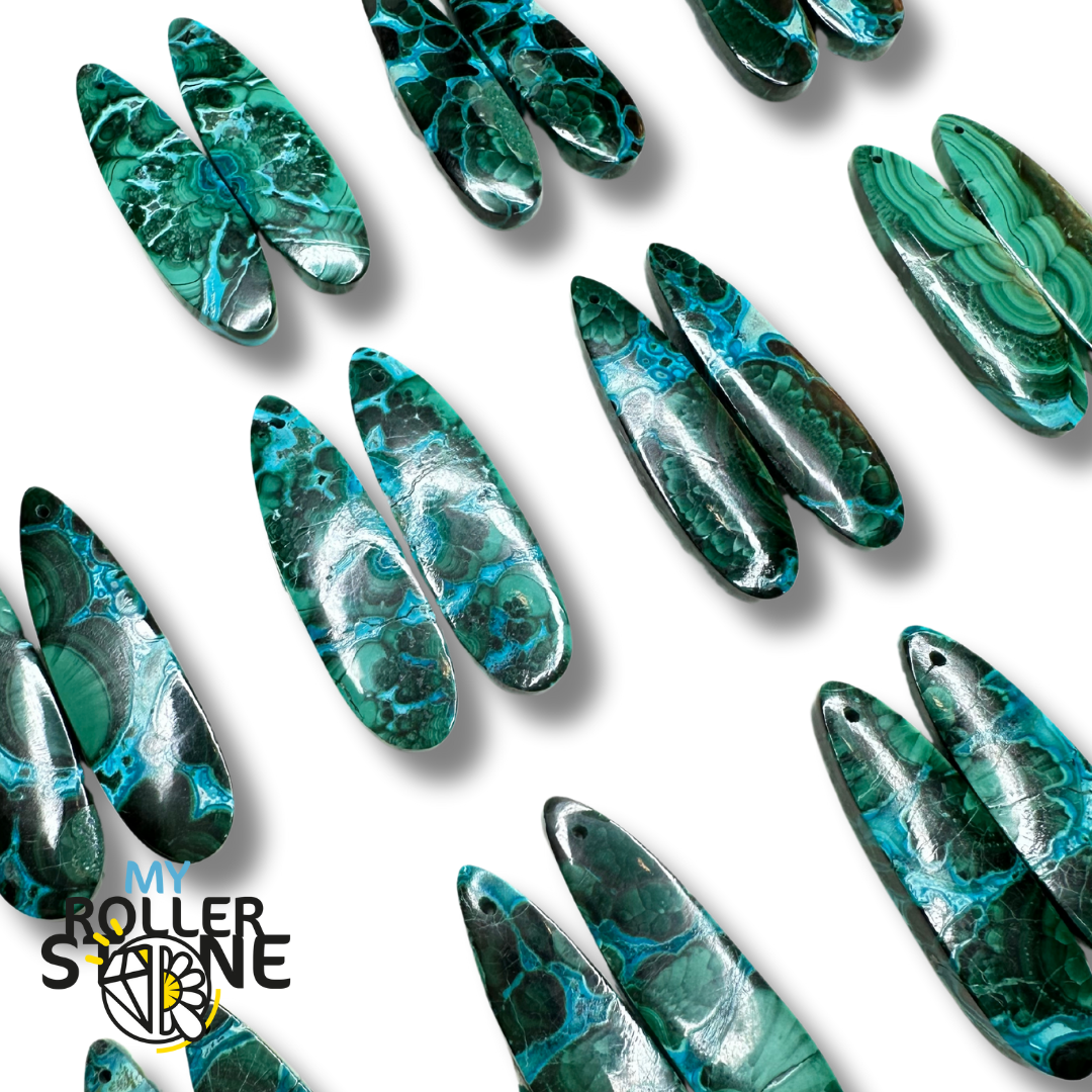 Pendentif Percé Malachite Chrysocolle Duo - Breloques et pendentifs