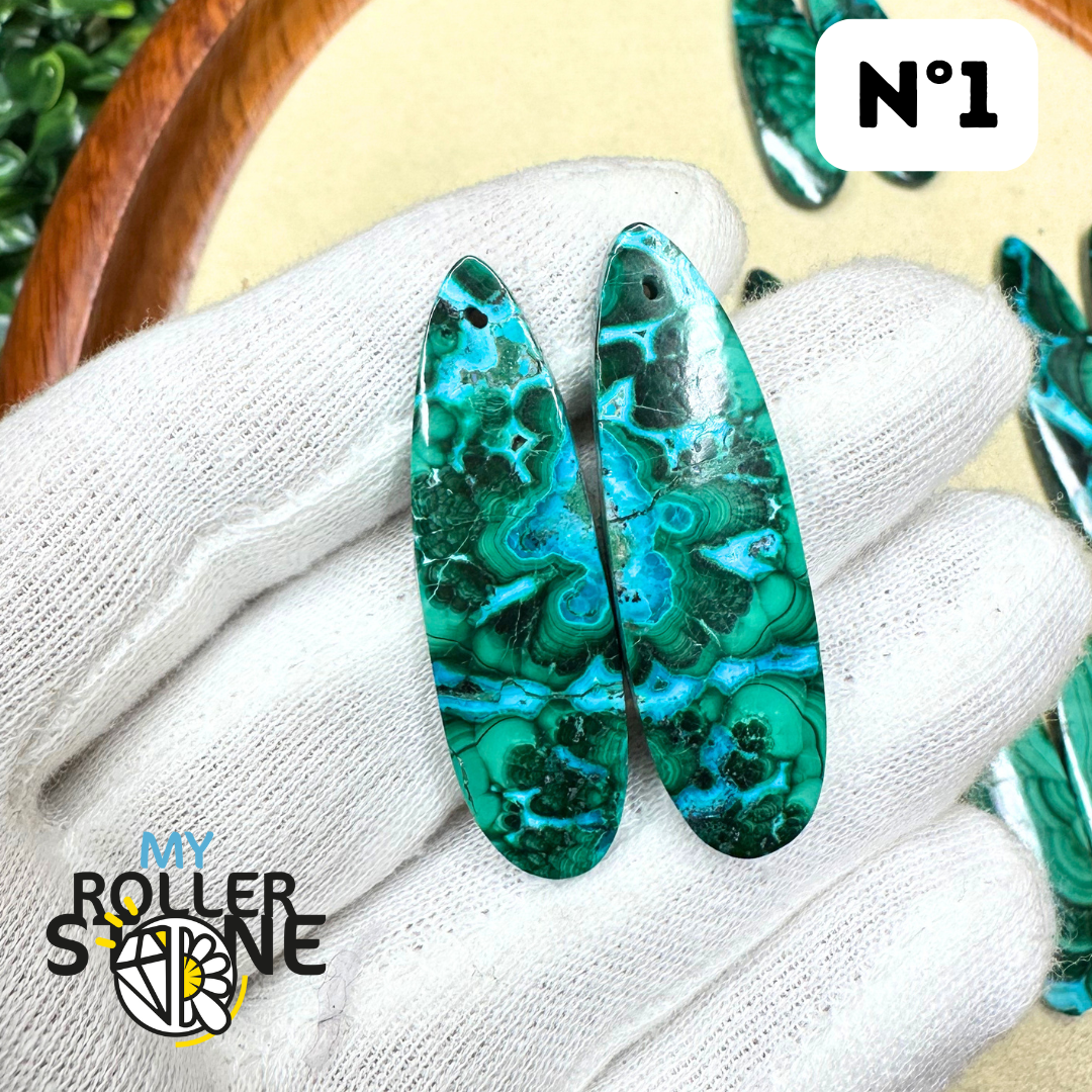 Pendentif Percé Malachite Chrysocolle Duo - Breloques et pendentifs