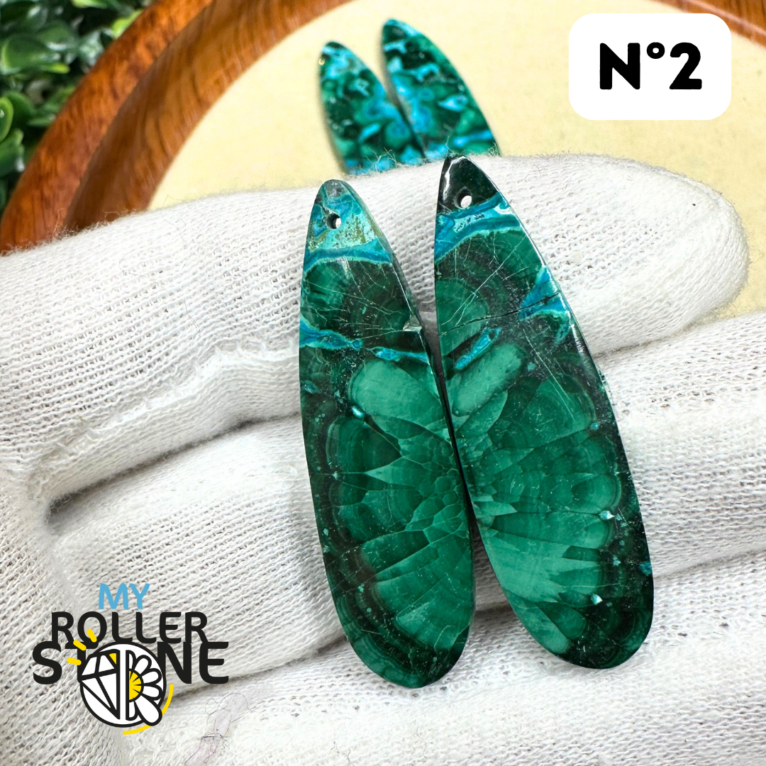 Pendentif Percé Malachite Chrysocolle Duo - Breloques et pendentifs