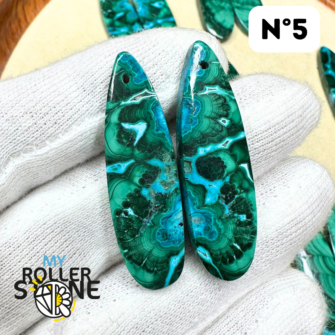Pendentif Percé Malachite Chrysocolle Duo - Breloques et pendentifs