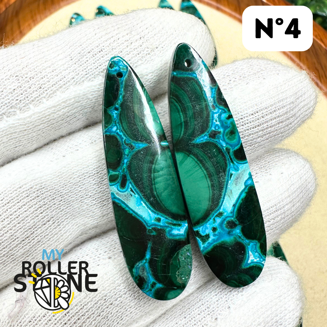 Pendentif Percé Malachite Chrysocolle Duo - Breloques et pendentifs