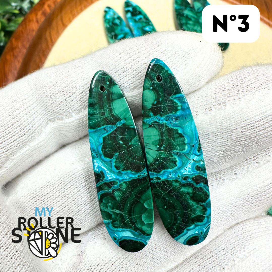 Pendentif Percé Malachite Chrysocolle Duo - Breloques et pendentifs