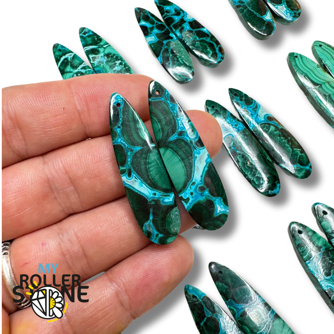 Pendentif Percé Malachite Chrysocolle Duo - Breloques et pendentifs