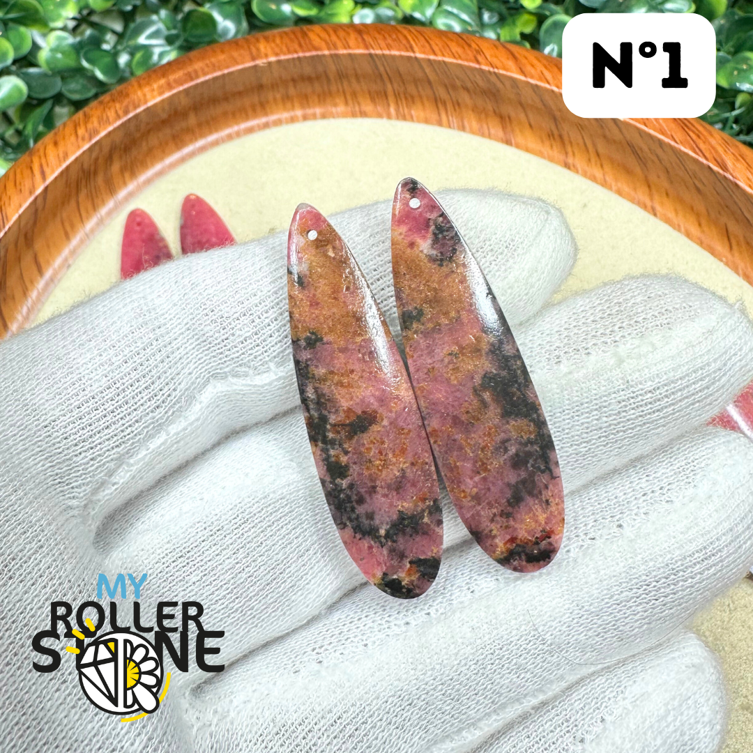 Pendentif Percé Rhodonite Duo - Breloques et pendentifs