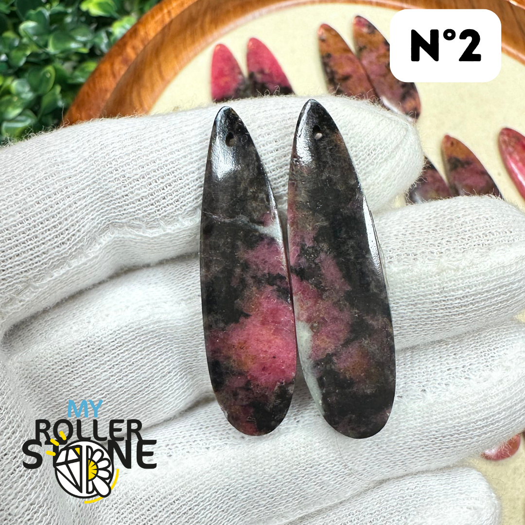 Pendentif Percé Rhodonite Duo - Breloques et pendentifs