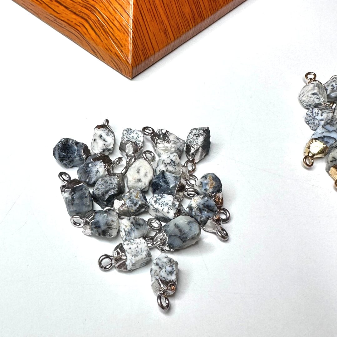 Pendentif Pierre brute Opale Dentritique Argent