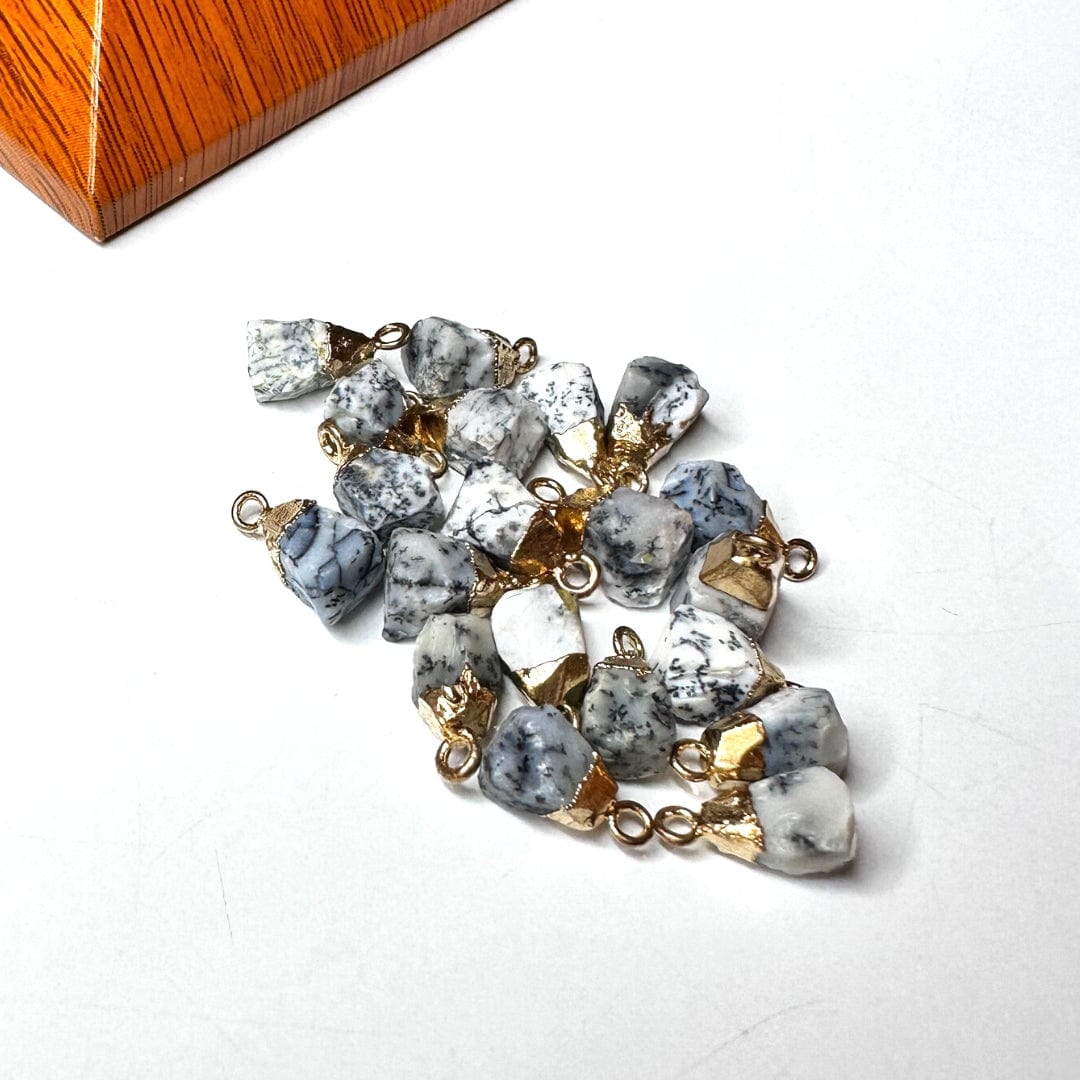 Pendentif Pierre brute Opale Dentritique Plaqué Or