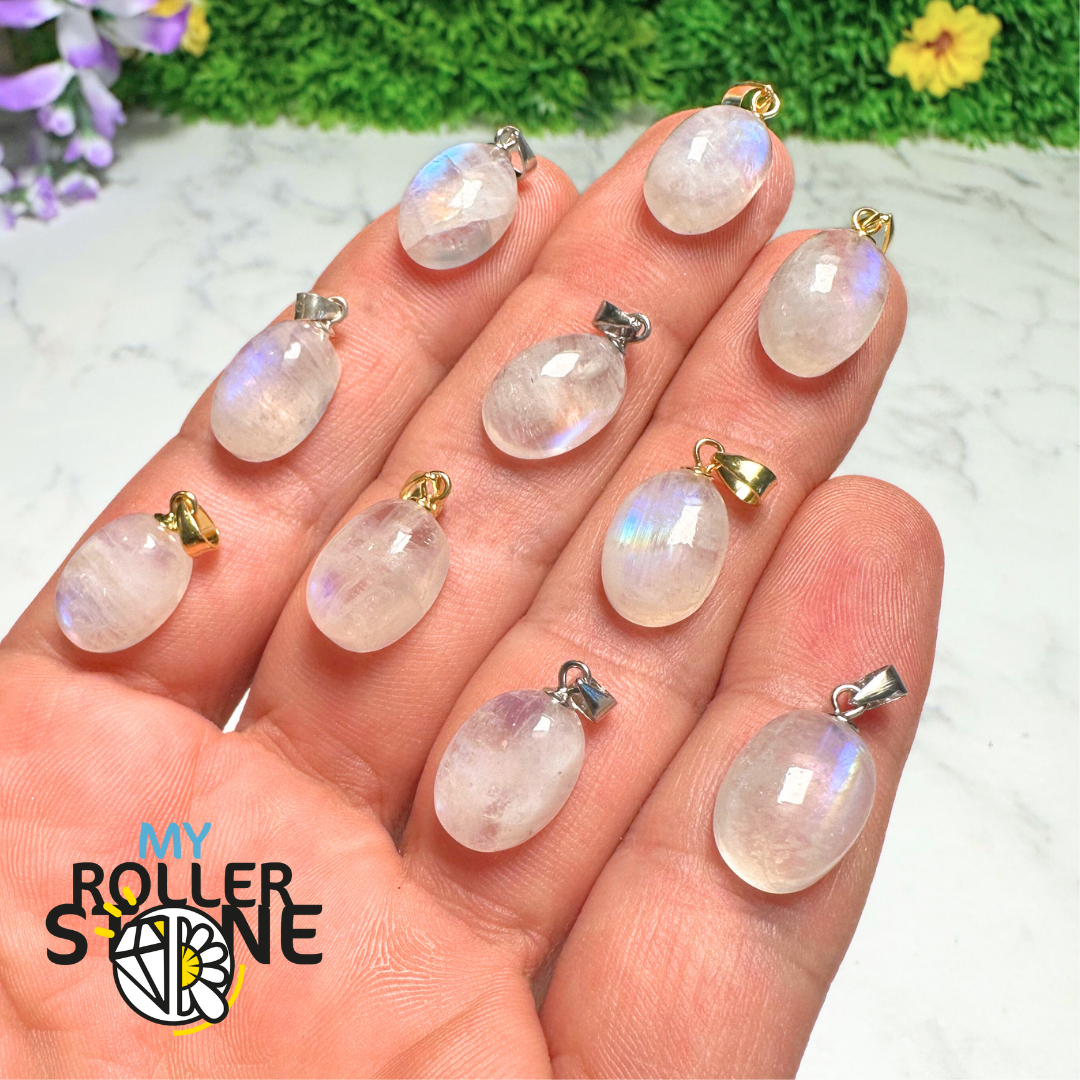 Pendentif Pierre de Lune 7A Argent 925 - Perles