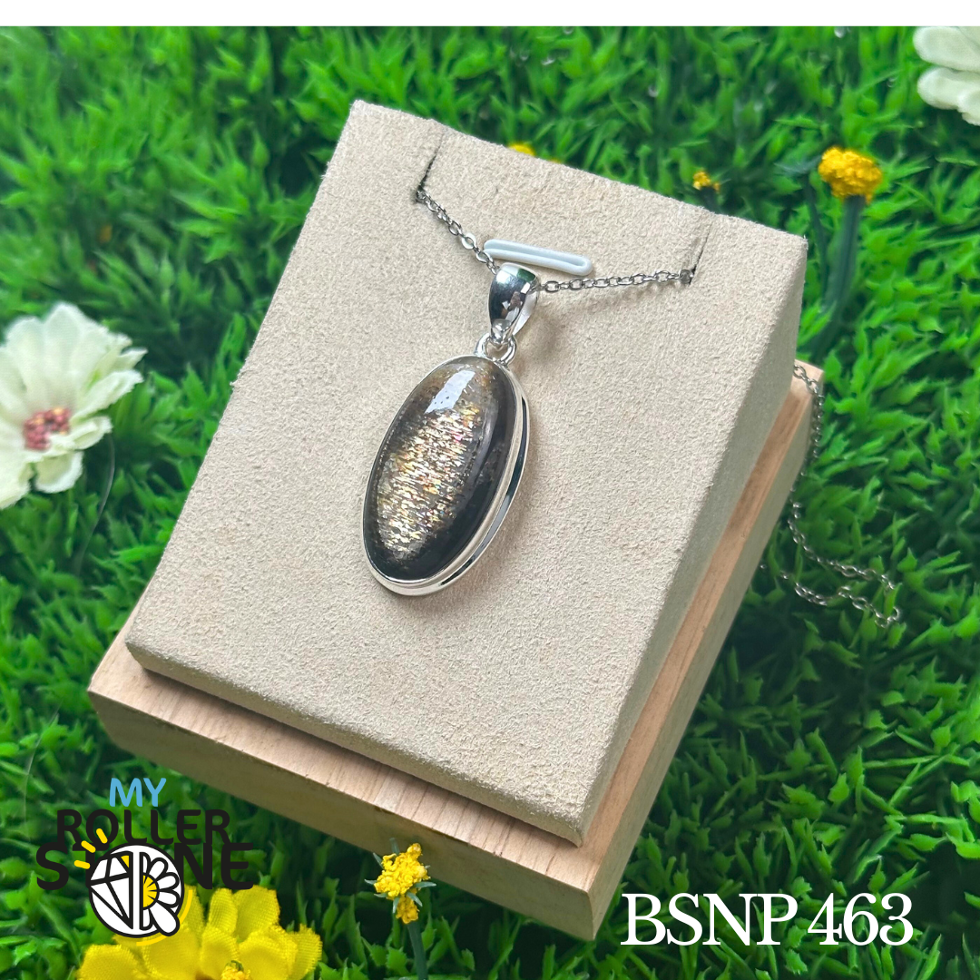 Pendentif Pierre de soleil noire #BSNP 463 - Breloques et pendentifs