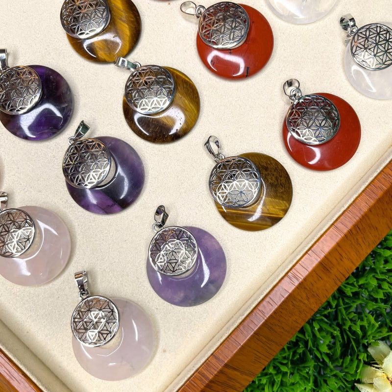 Pendentif pierre fleur de vie