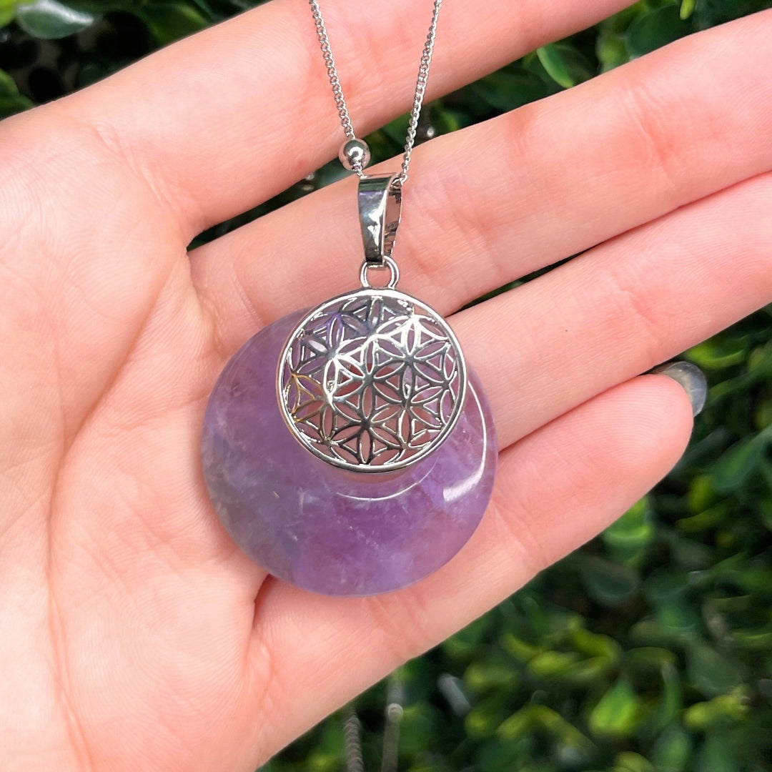 Pendentif pierre fleur de vie