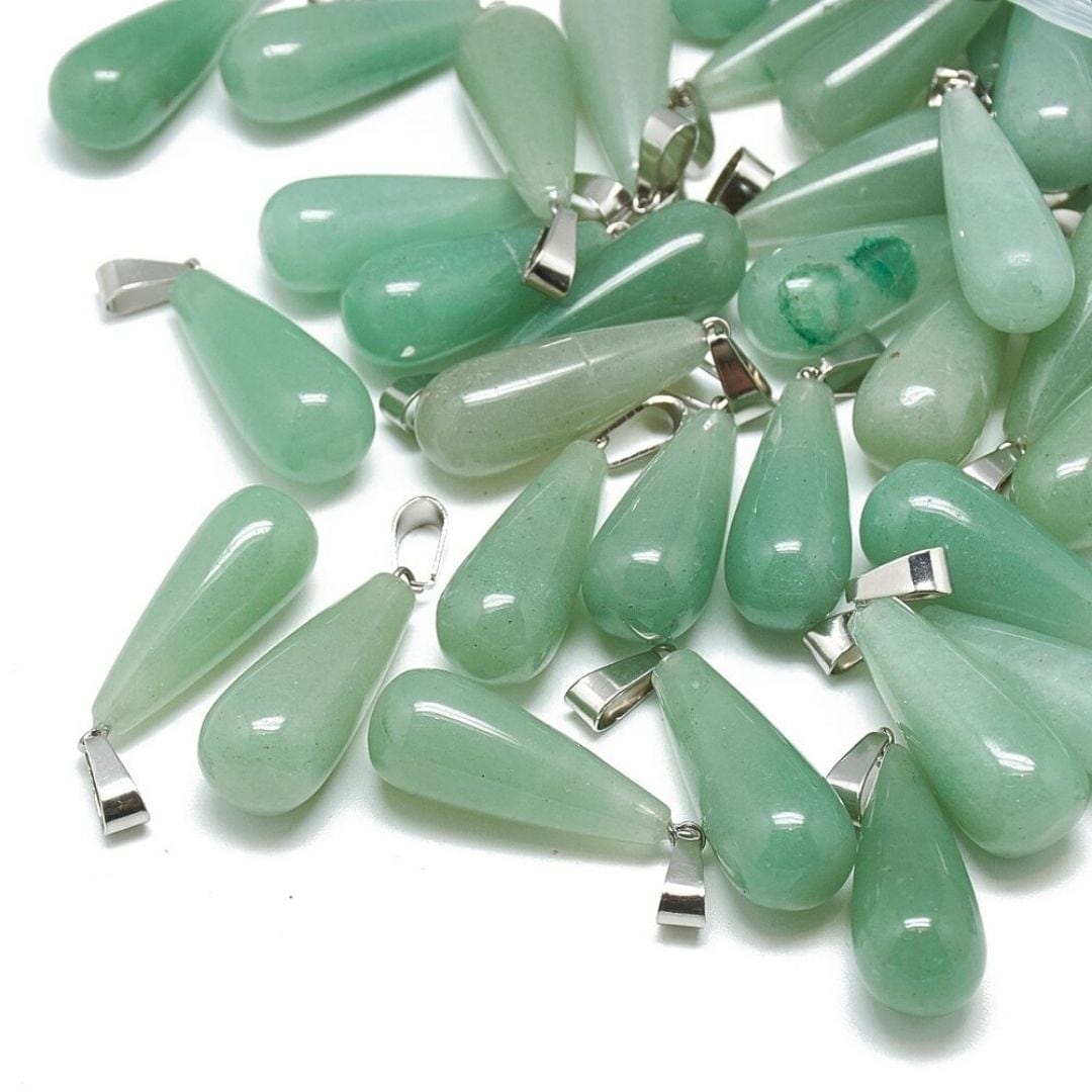 Pendentif pierre goutte (Aventurine Oeil de tigre Quartz rose...) - Aventurine - Breloques et pendentifs
