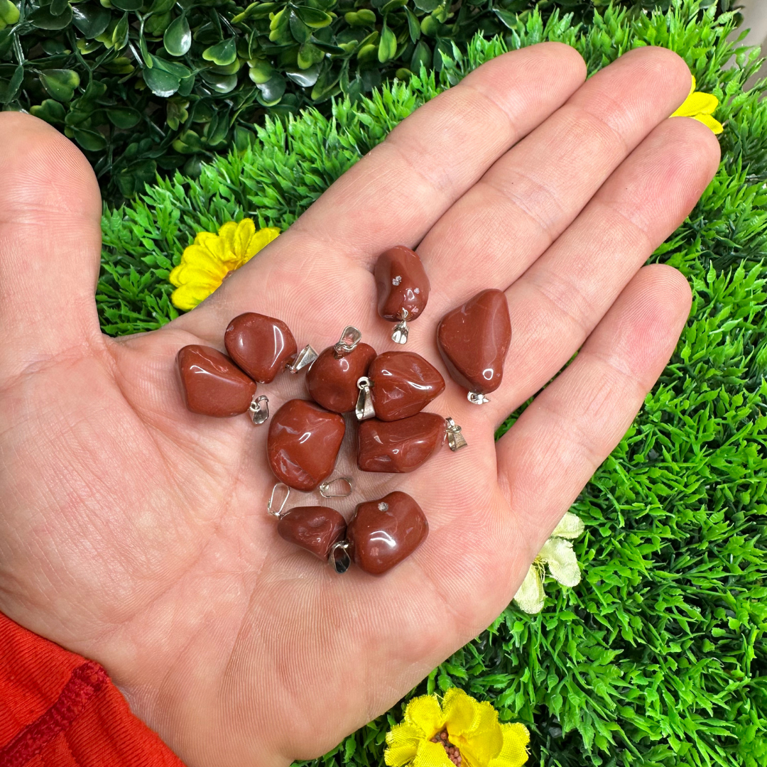 Pendentif Pierre Jaspe Rouge - Breloques et pendentifs