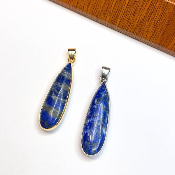 COAI Collier Lapis Lazuli Pierre Naturelle, Pendentif Goutte d'Eau Femme, Collier Réglable en Nylon