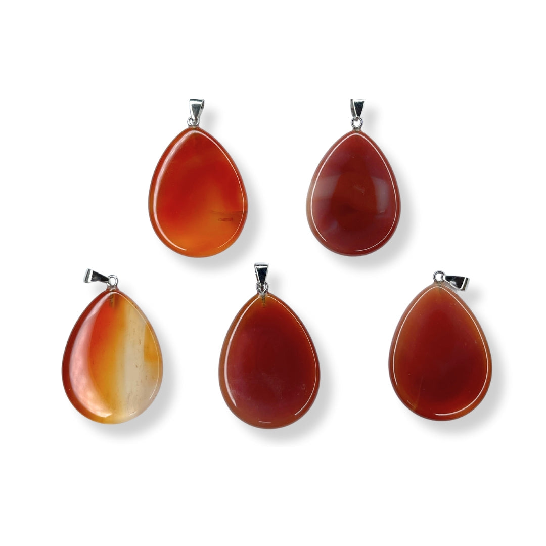 Pendentif Plat en Goutte Cornaline