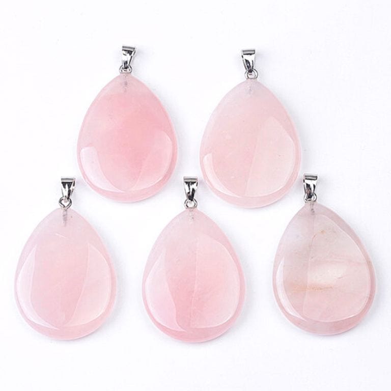 Pendentif quartz rose plat