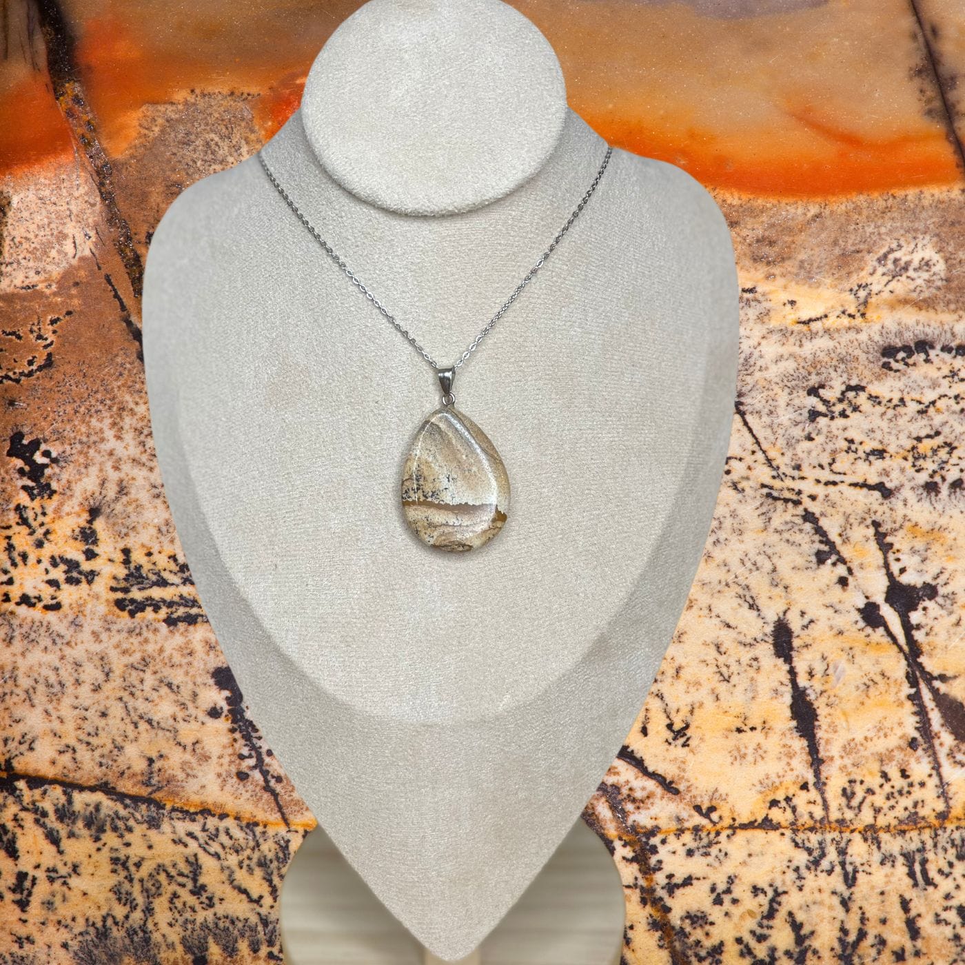 Pendentif plat Jaspe paysage