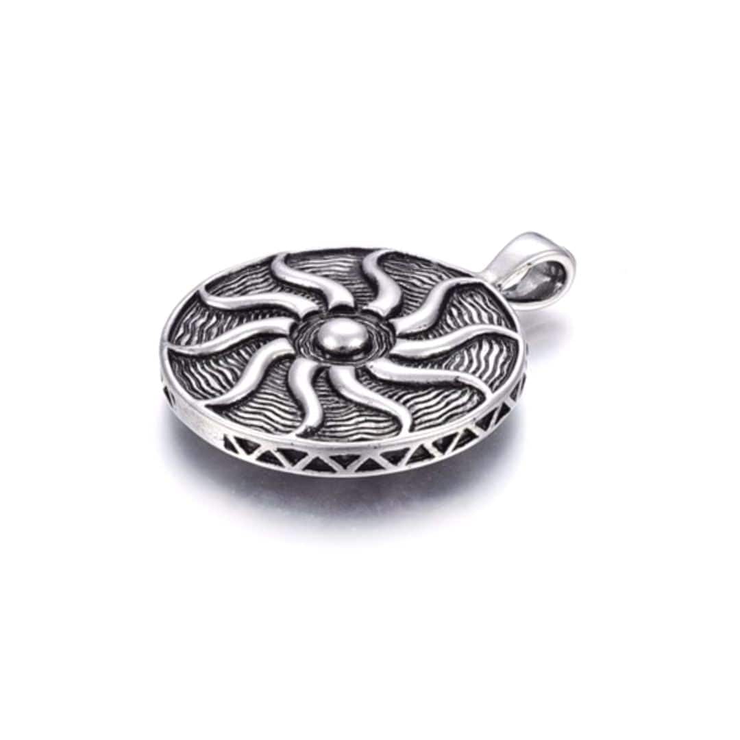 Pendentif plat rond soleil - Breloques et pendentifs