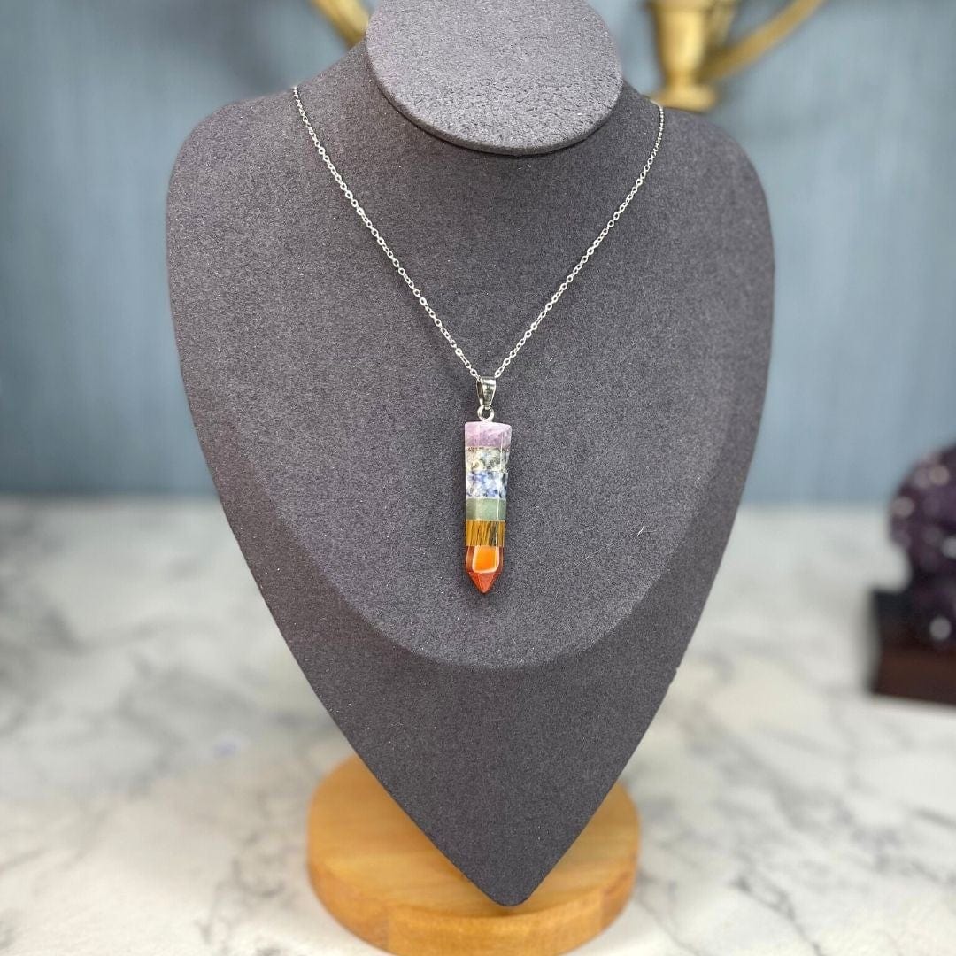 Pendentif pointe 7 chakras - Breloques et pendentifs