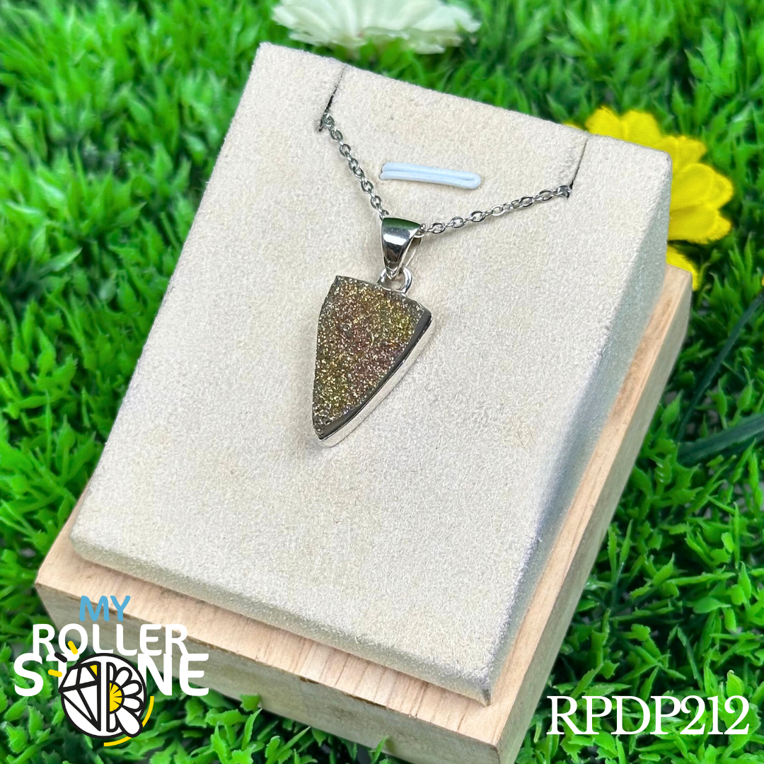 Pendentif en argent Pyrite arc en ciel 