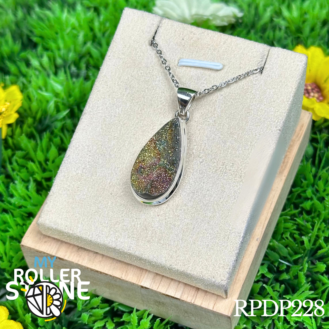 Pendentif en argent Pyrite arc en ciel 