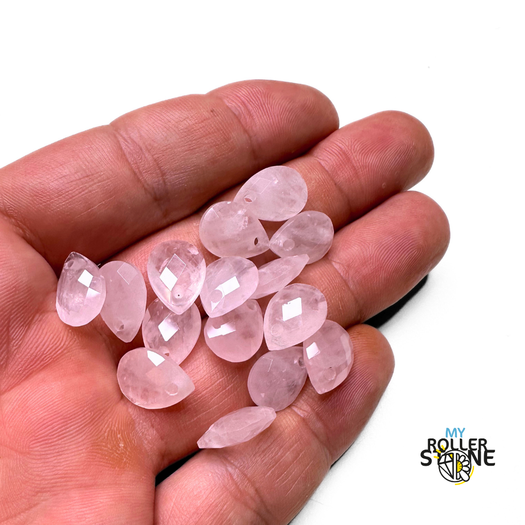 Pendentif Quartz rose facetté goutte - Perles