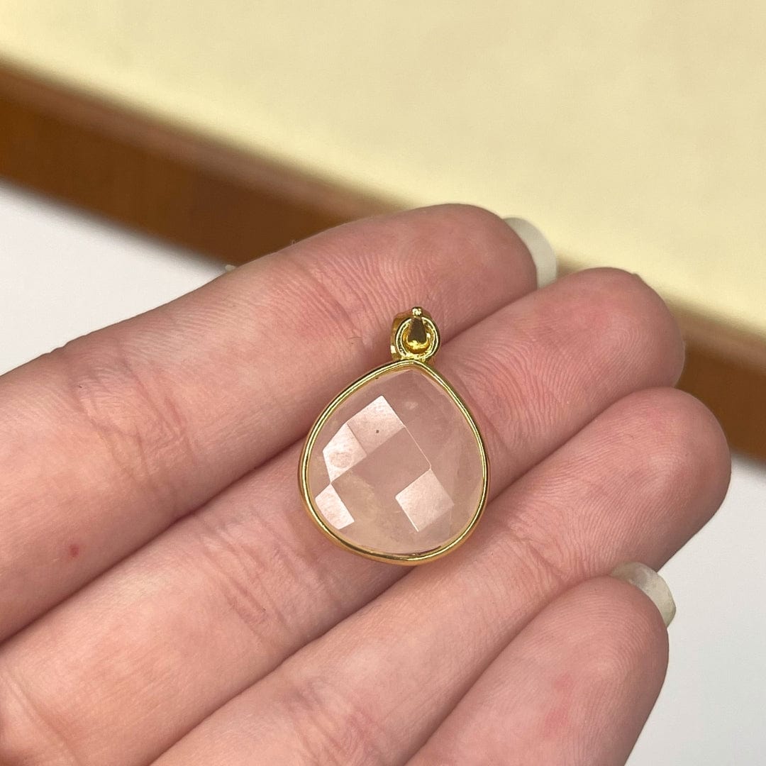 Pendentif Quartz rose Goutte Facettée