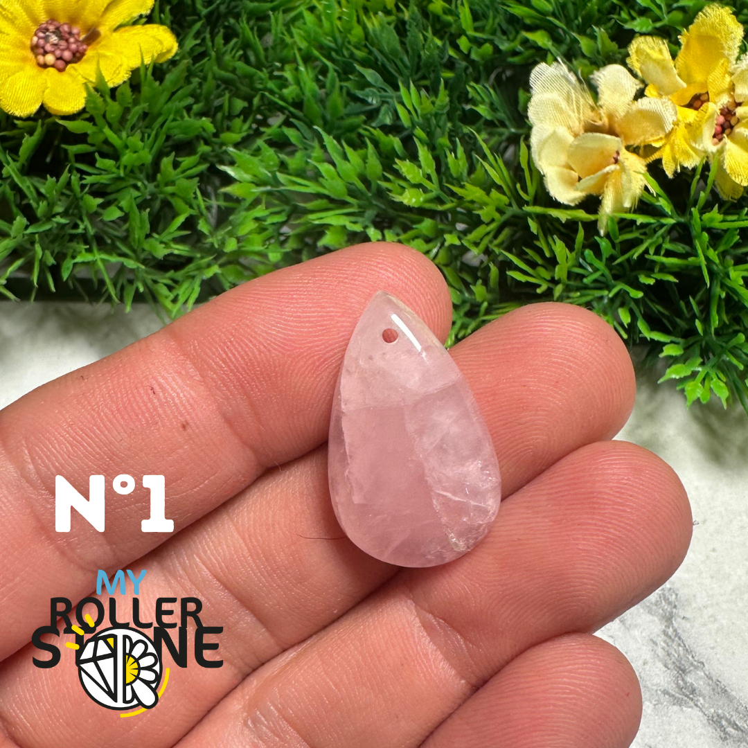 Pendentif Quartz rose percé - 1