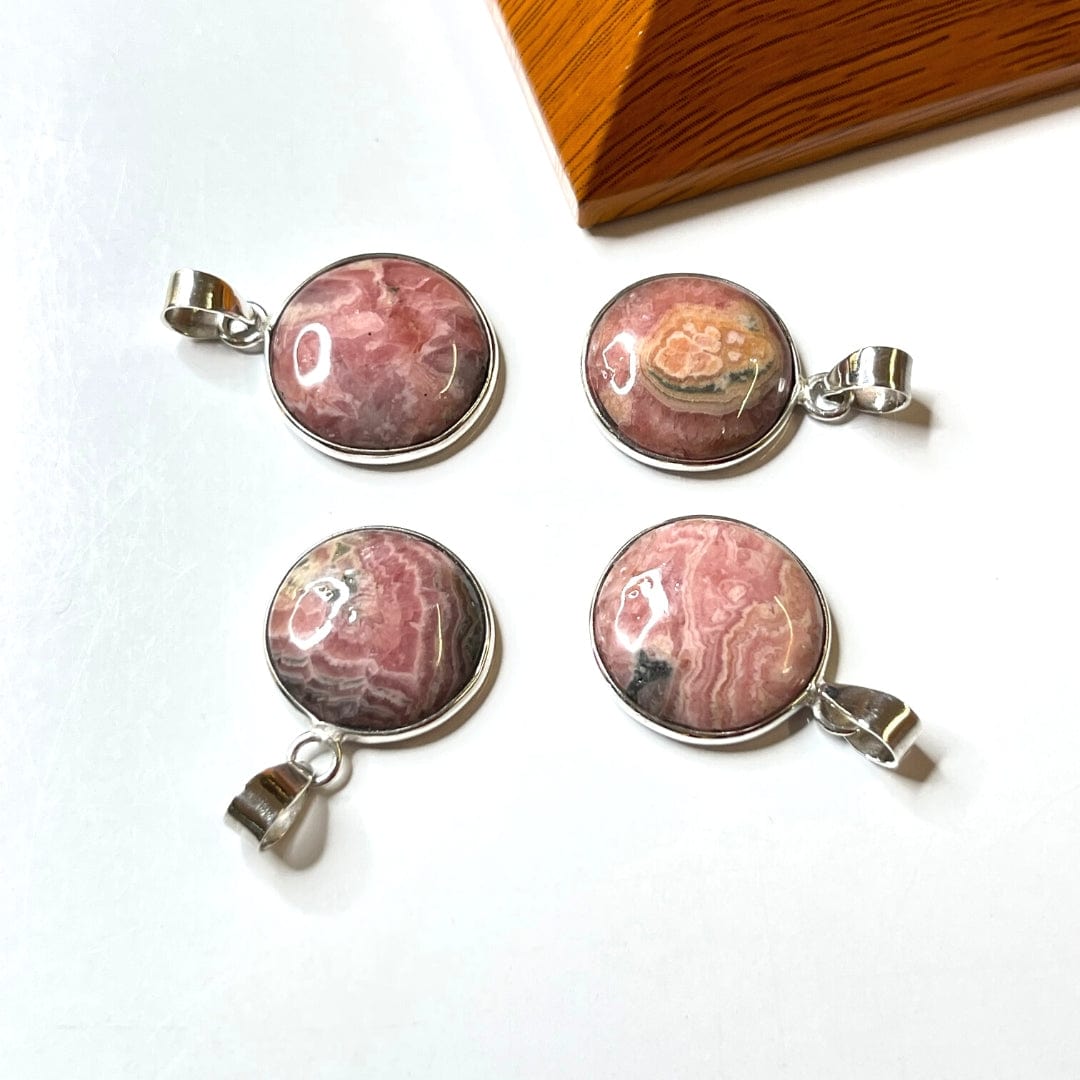 Pendentif Rhodochrosite Argent 925 - Ronde