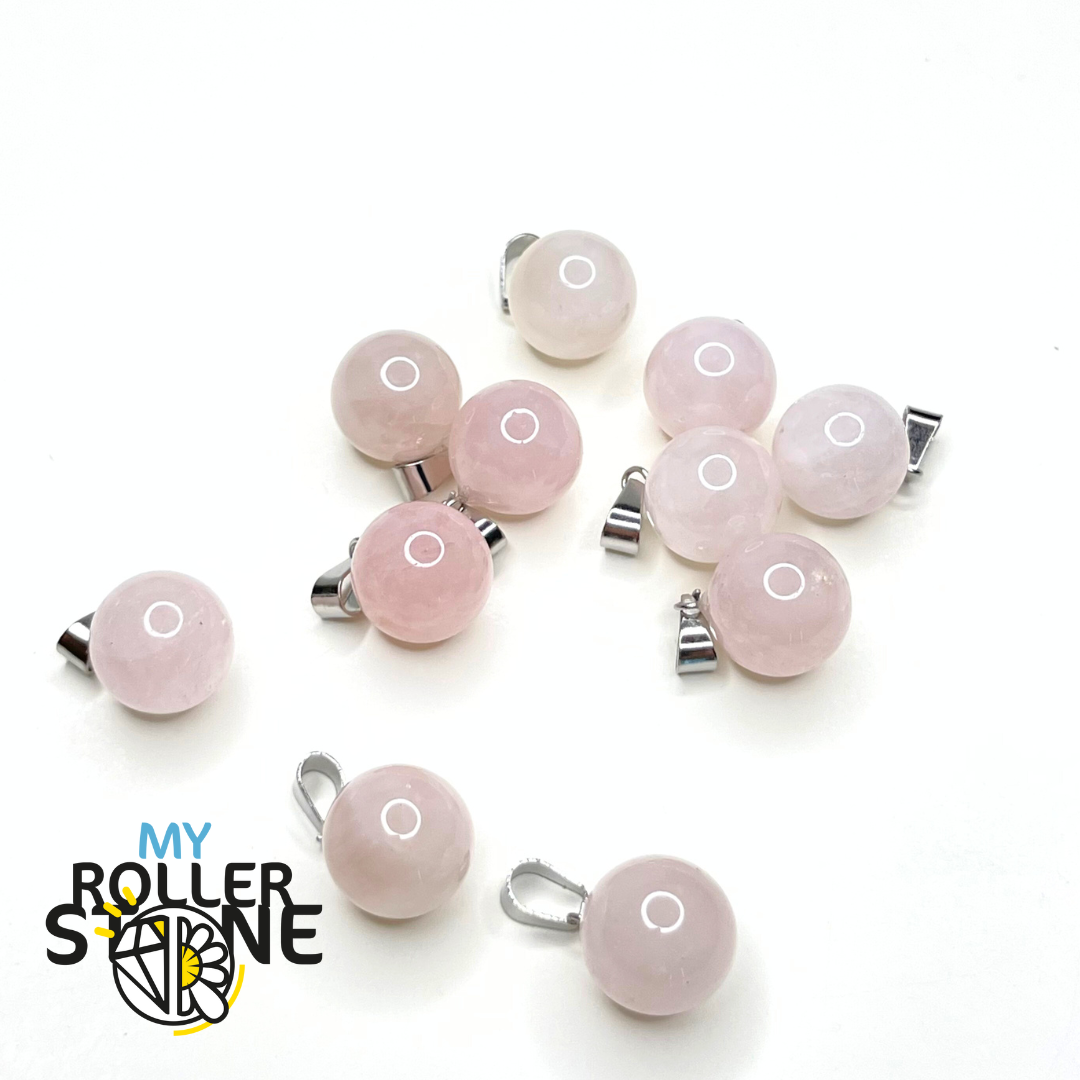 Pendentif rond quartz rose
