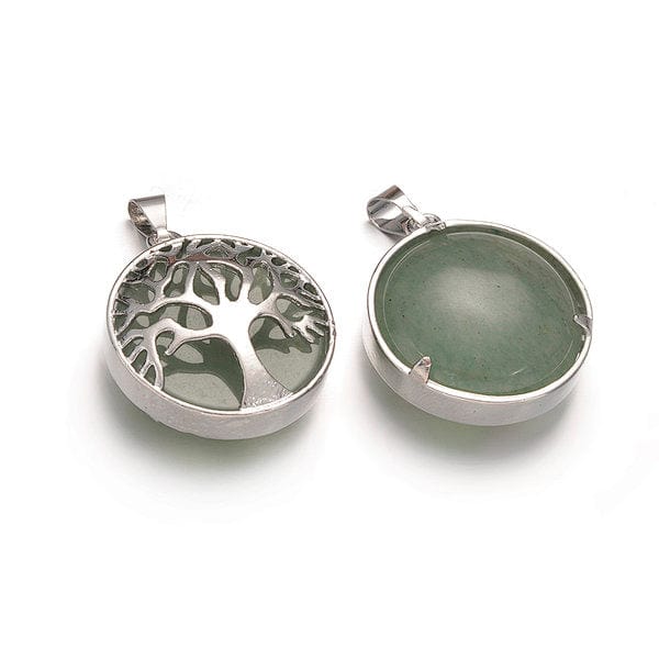 Pendentif rond arbre de vie pierre - Breloques et pendentifs