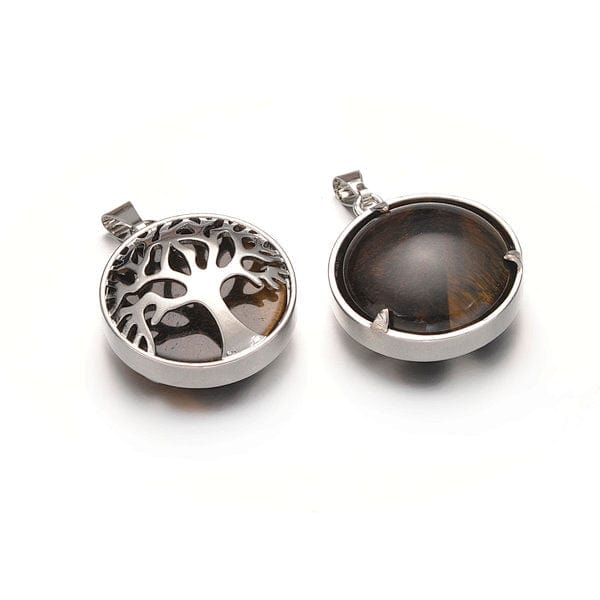 Pendentif rond arbre de vie pierre - Breloques et pendentifs